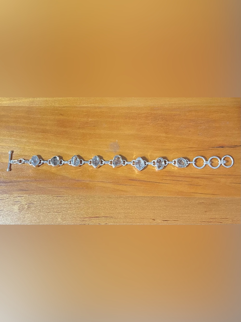 Genuine Herkimer Diamond & Sterling Silver Link Bracelet